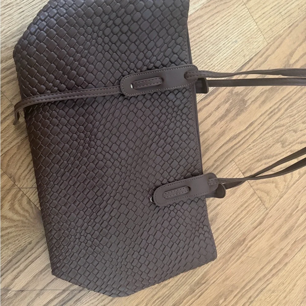 Brown Woven Leather Women's Bag